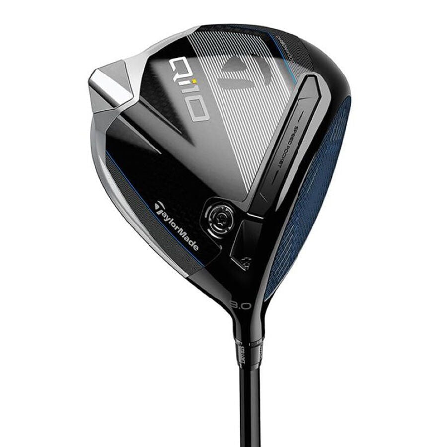 TaylorMade Qi10 Driver 12 Degre driver 10°  showing 10,000 MOI and 60X Carbon Face technology