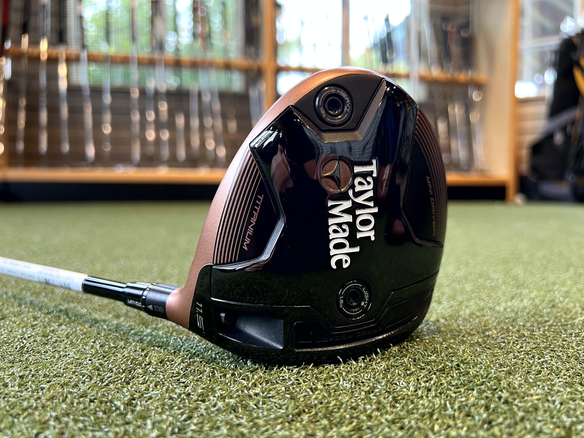 TaylorMade BRNR Mini Driver driver  RH showing Premium Construction and Tour Performance technology